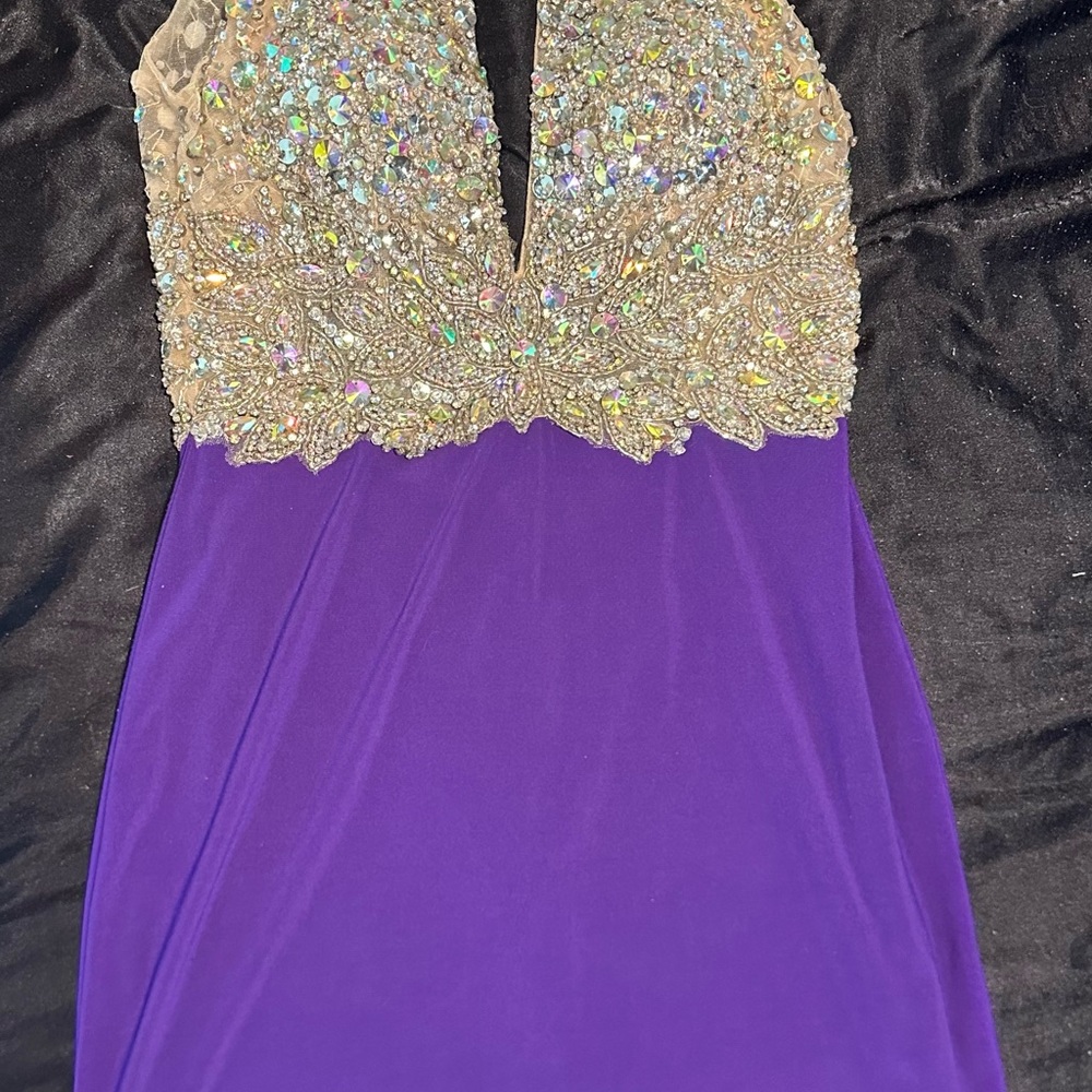 Jovani Purple and Silver Mini Dress